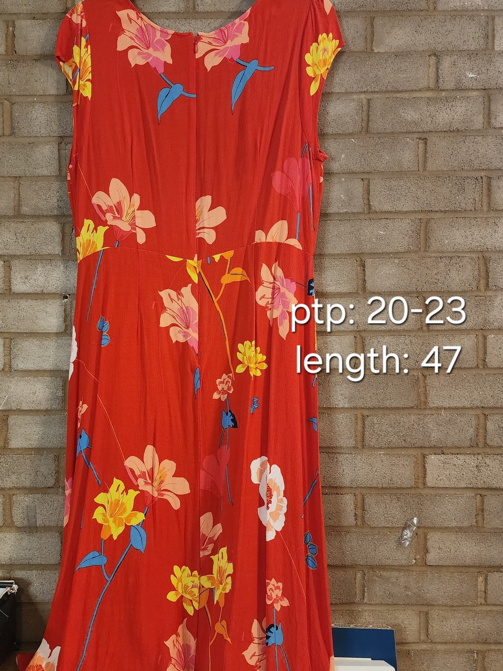 The Loft Tomato Red Floral Cap-Sleeve A-Line Dress - Picture 2 of 9